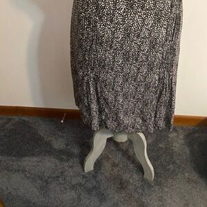 i.e. Black. White Polka-dot pleated silk skirt, size 14